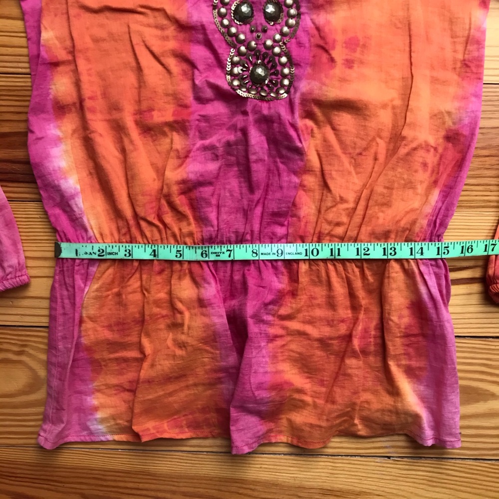 Michael Michael Kors Pink Orange Cotton Beaded Tunic Top, EUC, S - Picture 9 of 14